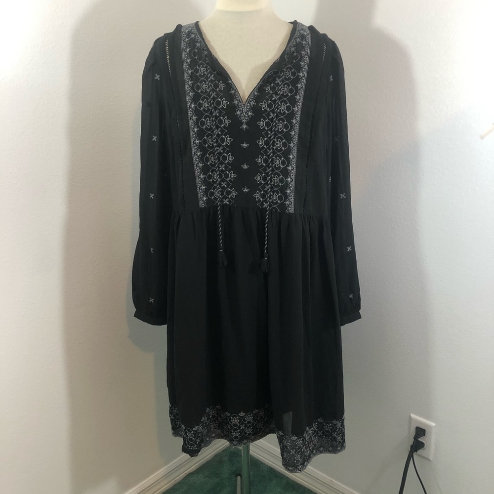 Black Chiffon Embroidered Time and Tru Dress